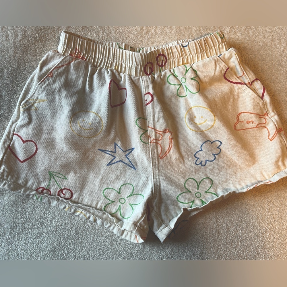 Bailey Rose White Shorts with MultiColor Graphics, size M
